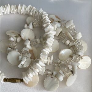 Coastal White Shell Bracelet & Beachy Anklet Trio